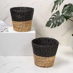 Panier de rangement rond en jacinthe d'eau, tissé à la main, décoratif, avec couvercle, organisateur de rangement naturel pour la maison - Product Image 2