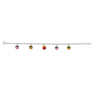 Cheville en argent sterling 925 avec breloque alimentaire émaillée, finition polie, style mode mignon, bijoux pour filles et femmes, à porter au quotidien, cadeau d'anniversaire - Product Image 5