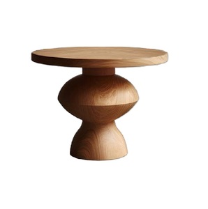 Modern <b>Round</b> <b>Wooden</b> Coffee <b>Table</b> Minimalist Design Solid Wood Living Room Furniture Handmade Accent Side <b>Table</b> - Product Image 1