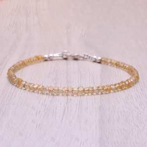 Pulsera de Plata de Ley con Citrino de Corte Redondo Hecha a Mano, Piedra de Nacimiento de Noviembre Natural, Ajustable, Joyería de Lujo, Regalo - Product Image 2