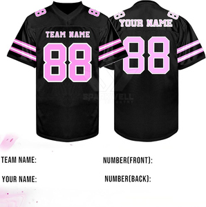 Maillot de football américain personnalisé noir et rose, col en V, manches courtes, maille, nom de l'équipe, numéro 88, uniforme adulte - Product Image 6