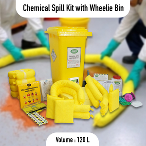 ชุดอุปกรณ์ดูดซับสารเคมีขนาด 120 ลิตร พร้อมถังล้อเลื่อนแบบทนทาน ชุดอุปกรณ์ฉุกเฉินสำหรับควบคุมการรั่วไหลของสารเคมี สำหรับใช้ในอุตสาหกรรม - Product Image 2