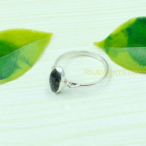 ควอตซ์สีดำรูทิเลเต็ด 925 แหวนเงินสเตอร์ลิงสำหรับผู้หญิงการออกแบบทำด้วยมือแหวนหมั้นงานแต่งงานสำหรับของขวัญวันเกิดคริสต์มาส - Product Image 6