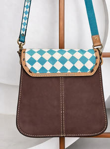 New Arrival Hand Tooled Carving Leather Handbag Gypsy Boho Sling <b>Bag</b> Handmade Western Stylish Checks Design <b>Women</b> Messenger <b>Bags</b> - Product Image 5