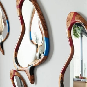 Artisan Blend Resin Inlay Wooden Wall Mirror Premium Decorative Frame for Modern Home Interiors and Hotel Styling - Product Image 3