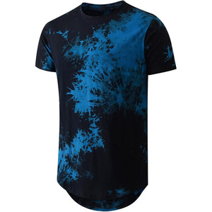 Chemises pour hommes en coton 100% coupe ample, fabrication artisanale, design personnalisé sur toute la surface, imprimé tie-dye et col rond à manches courtes - Product Image 1