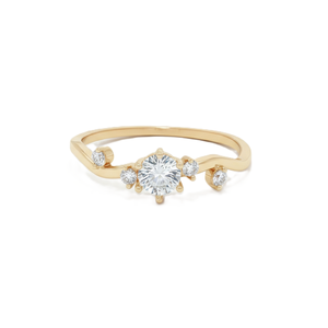 Anillo Minimalista de Oro Sólido de 14K con Diamante de Laboratorio de Corte Redondo, Anillo Delicado con Racimo, Anillo de Promesa, Anillo de Aniversario, Anillo de Novia, Venta al por Mayor - Product Image 1