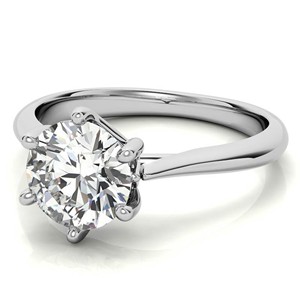 Anillo de compromiso de oro blanco de 18 quilates con moissanita incolora de 1.3 quilates, corte brillante redondo, para ella. - Product Image 3