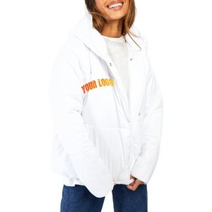 Hot Sale <b>Women's</b> Long Sleeve Waterproof Cotton Embroidery Puffer <b>Jacket</b> Winter <b>White</b> Thick Bubble Coat - Product Image 2
