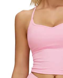 <b>Women</b> Light Pink White Contrast Sports Bra & High Waist <b>Leggings</b> Set Stretch Yoga Fitness Gym Workout Wear Custom OEM Wholesale - Product Image 4