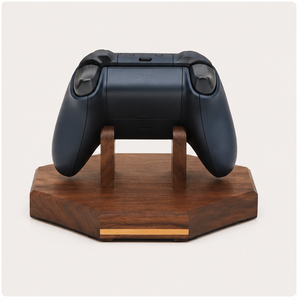 Wooden <b>Controller</b> <b>Stand</b> For Xbox And PlayStation <b>Controllers</b> Polygon Shape Engraved Design Table Top Storage Organizer - Product Image 2
