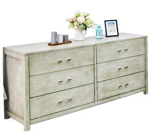 Commode moderne à 6 tiroirs en pin massif écologique gris blanchi, fabriquée au Vietnam, pour chambre et salon - Product Image 3