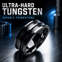 Großhandel 8mm Schwarzer Wolframcarbid-Ringrohling mit Doppelrille für DIY-Einlage Ehering Schmuck