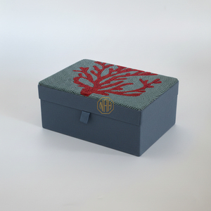 กล่องใส่เครื่องประดับตกแต่งด้วยลูกปัดหรูหรา งานฝีมือลายดอกไม้  กล่องเก็บเครื่องประดับ NOORIMS AKBAR HANDICRAFTS ความจุ 1-3 ลิตร สำหรับธุรกิจ B2B - Product Image 1