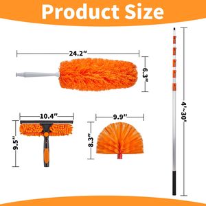 Kit de dépoussiérage 4-en-1 avec manche de 9 m et têtes en microfibre pour le nettoyage domestique - Product Image 2