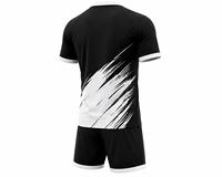 Ensemble d'uniformes de football unisexe personnalisables, noir et blanc, impression sublimée, col en V, manches courtes, polyester respirant et anti-transpiration