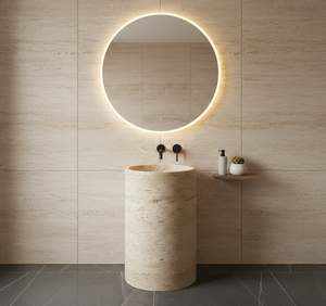 Lavabo sur pied rond sans trou pour robinet - Product Image 3