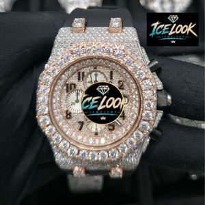 Reloj de Cuarzo en Tono Oro Rosa con Bisel de Diamantes, Cronógrafo, Esfera de Cristal, Joyería de Moda, Regalo - Product Image 4