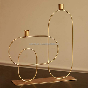 Portavelas de alambre de metal, centro de mesa elegante, acento elegante para comedor, sala de estar, exhibición del hogar - Product Image 5