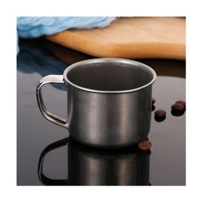 Mug à café et boissons chaudes de style classique, en acier inoxydable, à paroi simple, élégant, en métal. - Product Image 5