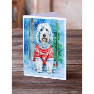 Whimsical A7 Size 5x7 Bearded Collie Christmas <b>Greeting</b> <b>Cards</b> Pack of 8 Blank <b>Note</b> <b>Cards</b> with Envelopes - Product Image 2