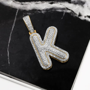 Luxury 18K Gold Filled Diamond Letter K Pendant Necklace Round Brilliant Cut <b>Rope</b> <b>Chain</b> Unisex Everyday Wear - Product Image 3