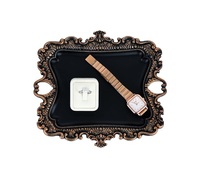 Décoration vintage pour la maison, accessoires de salle de bain, petit plateau à bijoux, plateau à bagues antique, plateaux dorés style campagne française