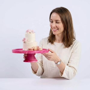 Support à gâteau en résine de conception européenne, plateau effet marbre, passe au lave-vaisselle, marque [Nom de la marque], 10 pouces, pour desserts de fête d'anniversaire - Product Image 1