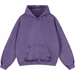 Sweat-shirt à capuche unisexe surdimensionné en molleton violet, couleur unie, décontracté, pour l'automne, coupe classique, avec poche avant - Product Image 1