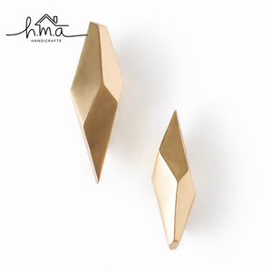 Modern Geometric Diamond Cabinet <b>Knob</b> Brushed Brass <b>Drawer</b> Pull Handle Contemporary Furniture Hardware - Product Image 1