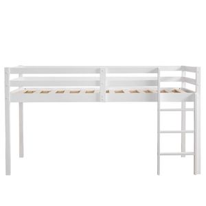 Elevated Twin Pine Wooden Bed with Cross Bracing Straight Ladder White Finish - Product Image 3