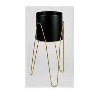 Gold Black Finished Eco-Friendly Durable Indoor Outdoor Use Decorative Tableware Floor <b>Vase</b> Solid Square Planter <b>Stand</b> Garden - Product Image 3