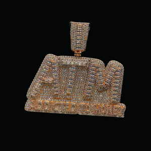 Collier Pendentif Lettre 'ATM Addicted to Money' Iced Out en Argent Plaqué Rhodium pour Homme, Style Hip Hop - Product Image 2