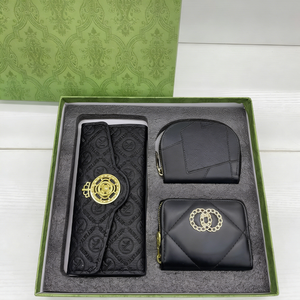 FD18696679 Cross-Border Hot Three-Piece Zipper Closure PU Leather Genuine Leather Lining Portable Women's Gift <b>Box</b> <b>Long</b> Wallet - Product Image 2