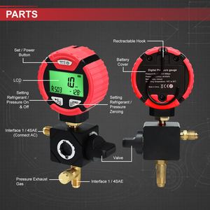 Manomètre de collecteur haute pression à réfrigérant unique avec plage de mesure de -14,5 à 800 psi, 88 réfrigérants disponibles, test de fuite et vanne de contrôle (OEM) - Product Image 2
