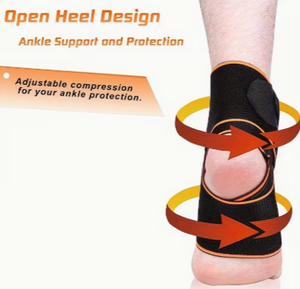Attelle de cheville réglable en néoprène avec fermeture auto-agrippante souple pour le sport et le fitness, protection respirante unisexe noir orange - Product Image 5