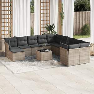 Conjunto de Sofás Modulares Grandes de Ratán PE Gris para Jardín, Colección Premium de Muebles Modulares para Exteriores - Product Image 1