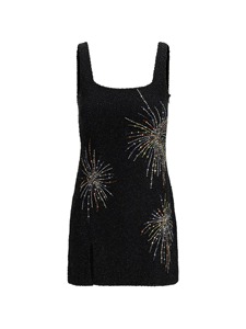 Robe mini droite bustier ornée de strass, de perles et de broderies, avec soutien-gorge intégré, taille naturelle, très sexy - Product Image 5