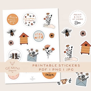 Mega DIY imprimible Cricut PNG Paquete de pegatinas para calcomanías de flores mágicas del zodiaco Material plástico para personalizar sus proyectos - Product Image 6