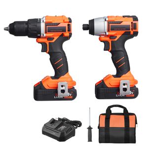 ชุดเครื่องมือไฟฟ้าไร้สายขนาดกะทัดรัด 20V Max พร้อมสว่านกระแทก 1/2 นิ้ว และไขควงกระแทก 1/4 นิ้ว รองรับ OEM 24V เจาะได้ขนาด 13 มม. - Product Image 1