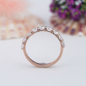 Anillo de media eternidad de plata de ley S925 con moissanita de 0.7CT, engaste de púas certificado, para mujer, oro rosa, para aniversario de boda - Product Image 4