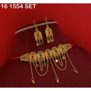 Ensemble de collier choker en or arabe élégant pour femmes, ensemble de bijoux de mariée traditionnels du Moyen-Orient, style Dubaï, bijoux de luxe Dubaï - Product Image 2