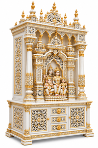 Latest Marble Look Shiv Parivar Teak <b>Wooden</b> Home <b>Temple</b> Premium White Gold Home Mandir With Domes Solid Wood Home <b>Temple</b> usa - Product Image 5