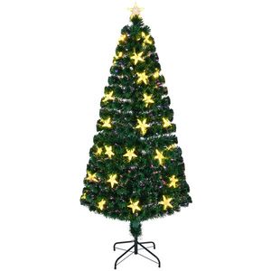 Albero di Natale in Fibra Ottica Pre-Illuminato da 2,1 m con Grandi Stelle e Supporto in Metallo, Abete Verde Artificiale, Materiale Adatto ai Animali Domestici - Product Image 3