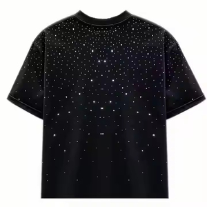 T-shirt à manches courtes pour homme, noir, col rond, coupe classique, 100% coton, motif à pois, style décontracté, tissu jersey imprimé - Product Image 1