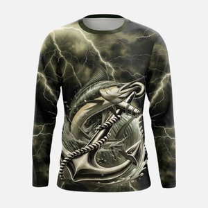 Camisa de Pesca de Manga Larga para Hombre, Estampado por Sublimación, Protección Solar UPF 50, Secado Rápido, Camiseta Deportiva, Ropa de Pesca para Exteriores - Product Image 1