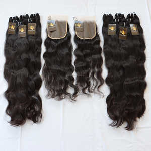 Vendeurs de cheveux vierges bouclés bruts produits capillaires brésiliens vierges naturels paquets de cheveux humains indiens avec lace closure - Product Image 2