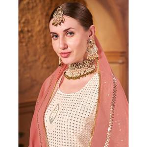 Ensemble Dupatta haut bas pour femmes styliste avec broderie élégante - Product Image 2