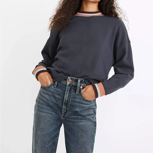 ELEGANT CORPORATION Women Oversized <b>Drop</b> Shoulder Hooded Sweatshirt Solid Color Knitted Cotton Breathable Quick Dry Winter - Product Image 1