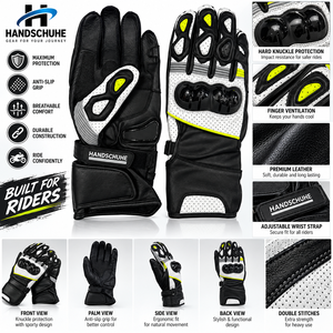 Nouveaux gants de moto en cuir avec écran tactile, manchette confortable et fermeture robuste - Product Image 4